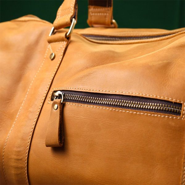 Вместительная дорожная сумка из натуральной винтажной кожи Vintage 22140 Светло-коричневая