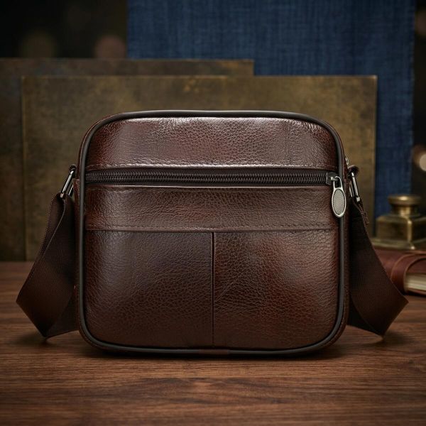 Сумка мужская флотар кожаная Vintage 14988 Коричневая