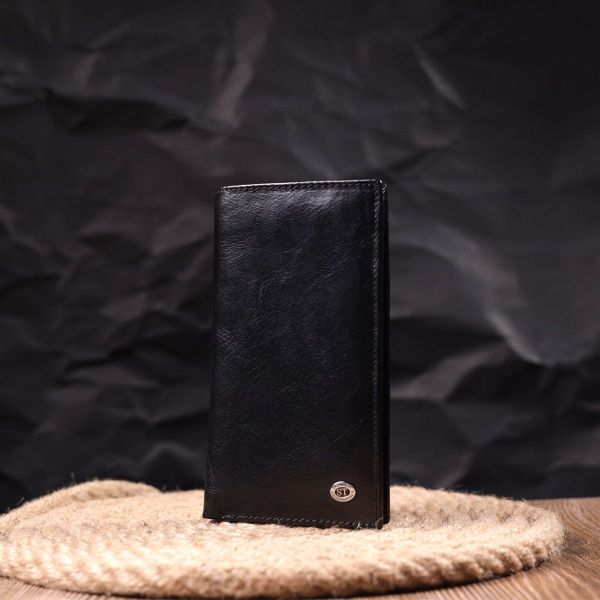 Вертикальный бумажник для мужчин из натуральной кожи ST Leather 19420 Черный