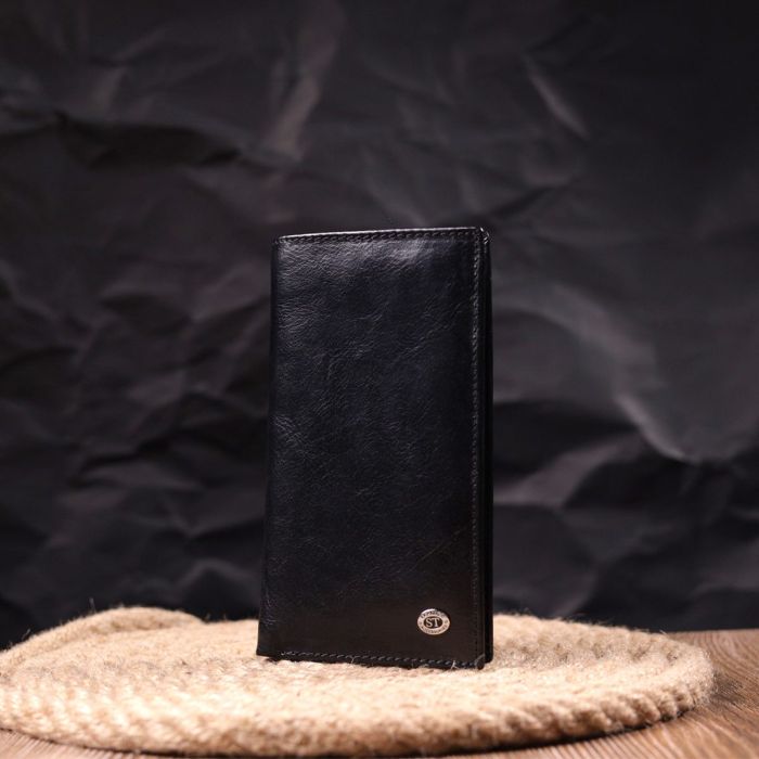 Вертикальный бумажник для мужчин из натуральной кожи ST Leather 19420 Черный