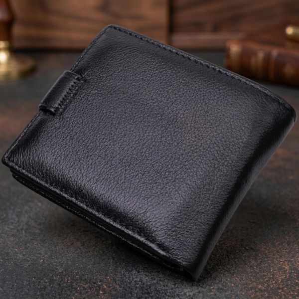 Классическое портмоне для мужчин с блоком для карт из натуральной кожи ST Leather 19473 Черное
