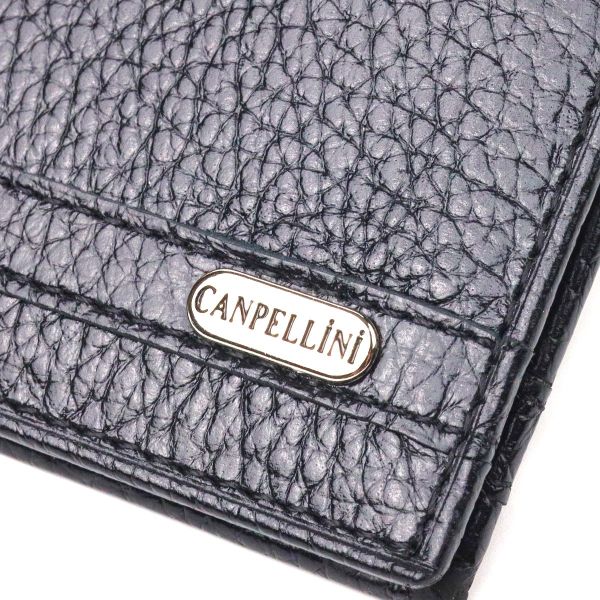 Практичный зажим из натуральной зернистой кожи CANPELLINI 21518 Черный