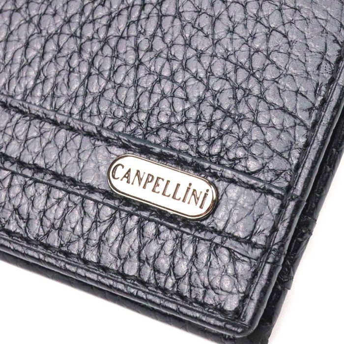 Практичный зажим из натуральной зернистой кожи CANPELLINI 21518 Черный