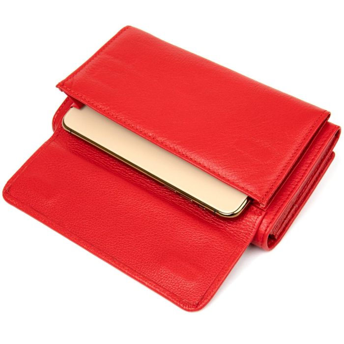 Женский кожаный кошелек для карт купюр и монет ST Leather 19376 Красный