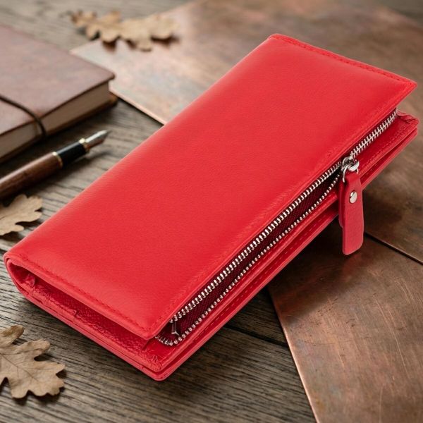 Вертикальный кошелек кожаный женский ST Leather 19275 Красный