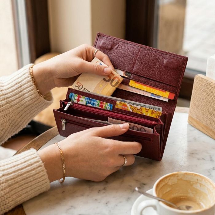 Оригінальний жіночий гаманець з натуральної шкіри ST Leather 22522 Бордовий
