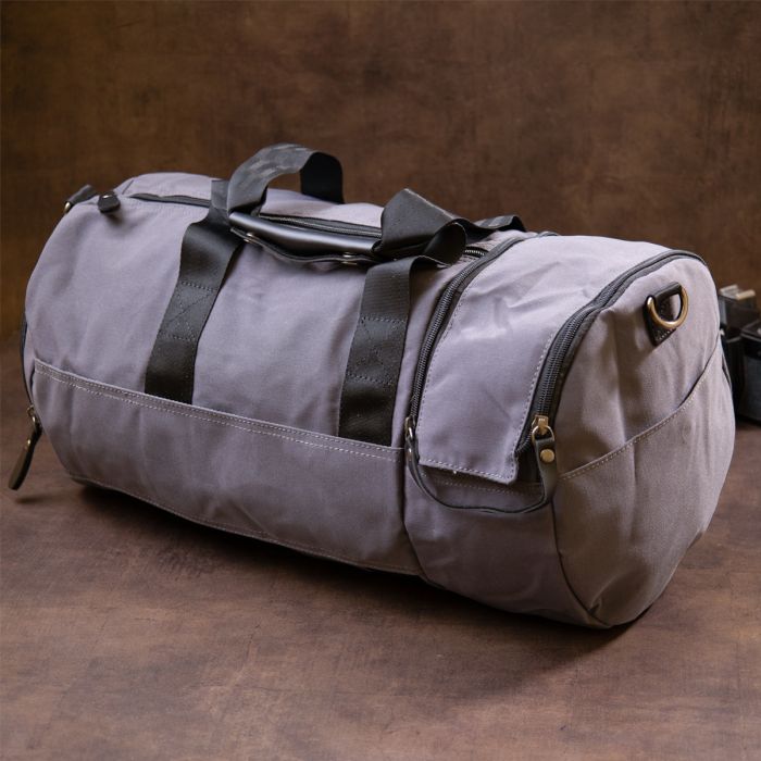 Текстильная дорожная сумка для поездок спорта и путешествий Vintage 20641 Серая