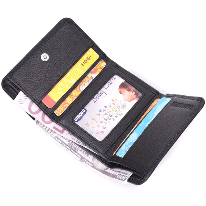 Кожаный лаконичный кошелек для женщин ST Leather 22506 Черный