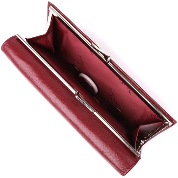 Элегантный кошелек для женщин с монетницей из натуральной кожи ST Leather 23107 Бордовый