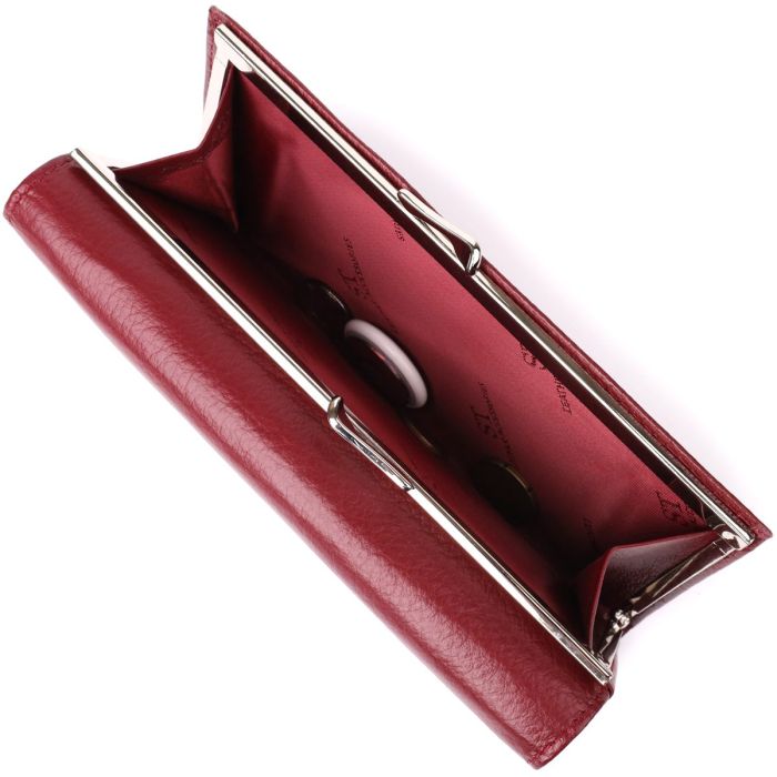 Элегантный кошелек для женщин с монетницей из натуральной кожи ST Leather 23107 Бордовый