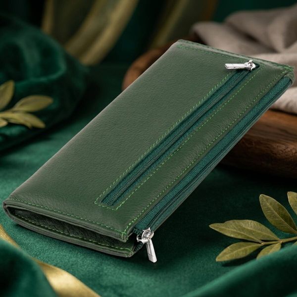 Горизонтальный тонкий кошелек из кожи унисекс ST Leather 19328 Зеленый
