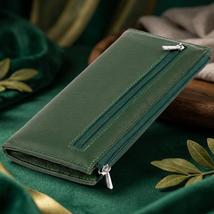 Горизонтальный тонкий кошелек из кожи унисекс ST Leather 19328 Зеленый