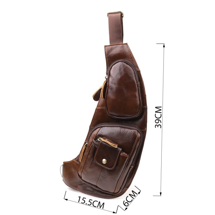Мужская сумка с большим количеством карманов из натуральной кожи Vintage 22962 Коричневый