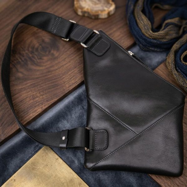 Кожаная мужская сумка через плечо GRANDE PELLE 11439 Черный