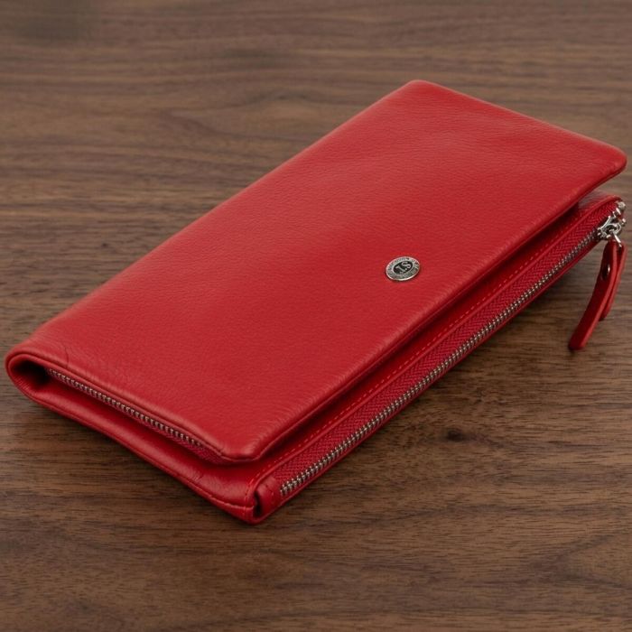 Кошелек-клатч из кожи с карманом для мобильного ST Leather 19315 Красный