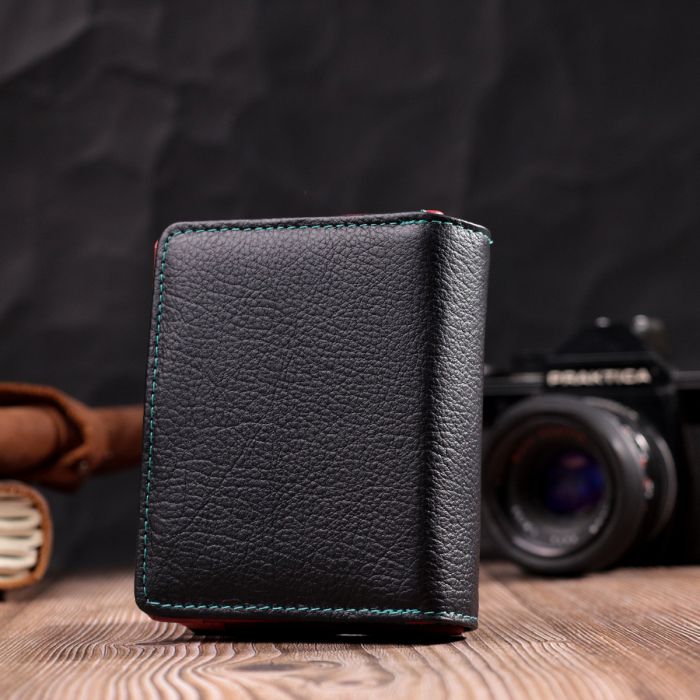 Вертикальный небольшой женский кошелек из натуральной кожи ST Leather 19436 Черный