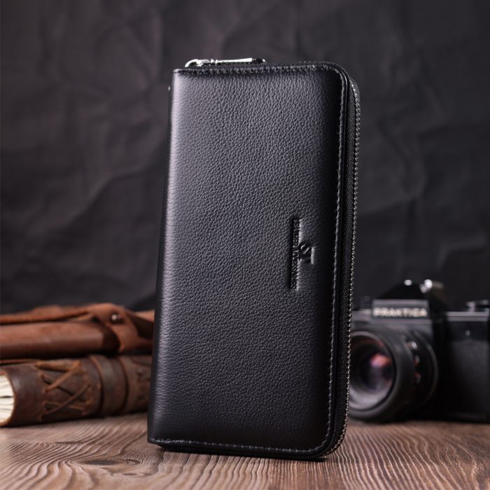 Универсальный кошелек-клатч на одно отделение из натуральной кожи ST Leather 22559 Черный