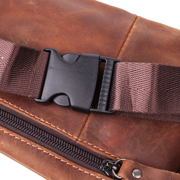 Винтажная бананка для мужчин из натуральной кожи Vintage sale_15104 Коричневый