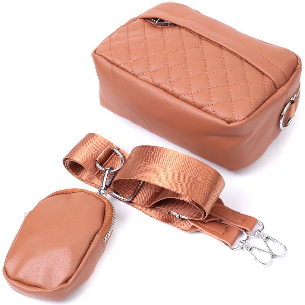 Женская сумка кросс-боди с монетницей из экокожи Vintage 22795 Рыжий