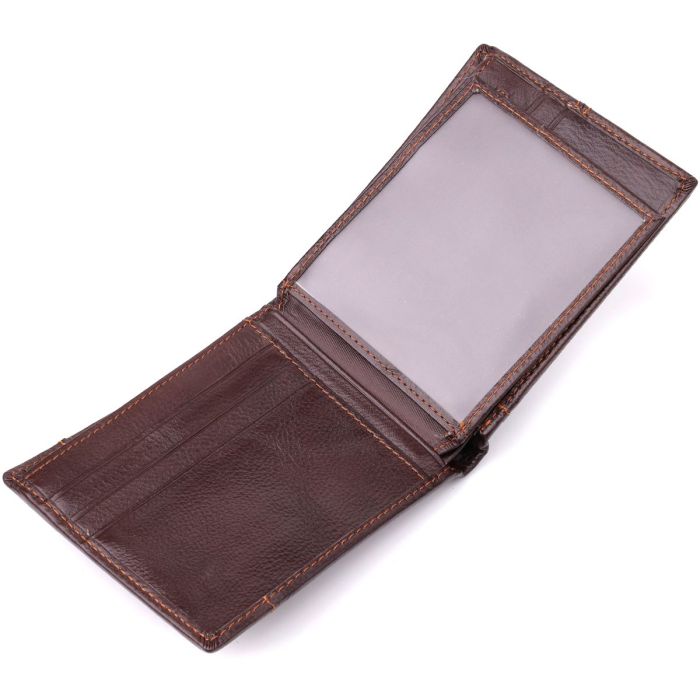 Горизонтальный стильный кошелек из натуральной кожи Vintage 22888 Коричневый