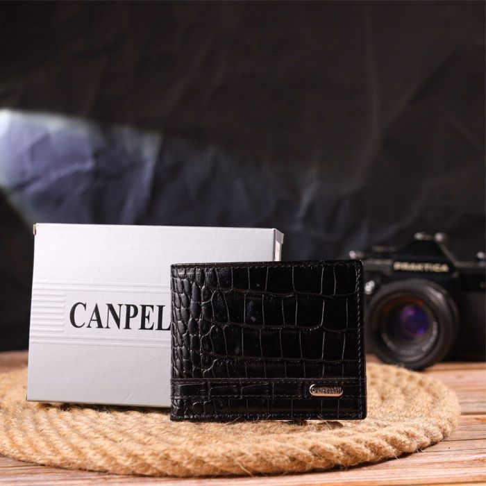 Зажим из натуральной фактурной кожи CANPELLINI 21520 Черный