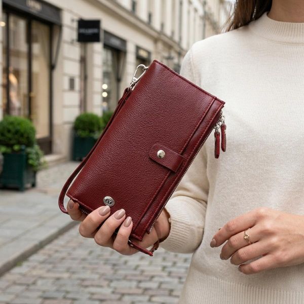 Стильный и яркий женский кошелек-клатч ST Leather 19433 Бордовый