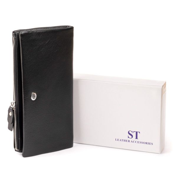 Кошелек-клатч из кожи с карманом для мобильного ST Leather 19310 Черный