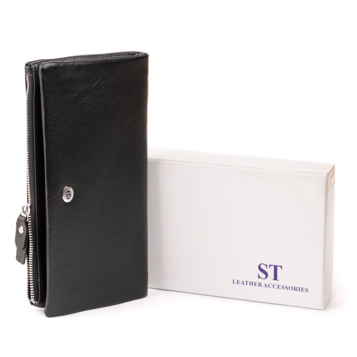 Кошелек-клатч из кожи с карманом для мобильного ST Leather 19310 Черный