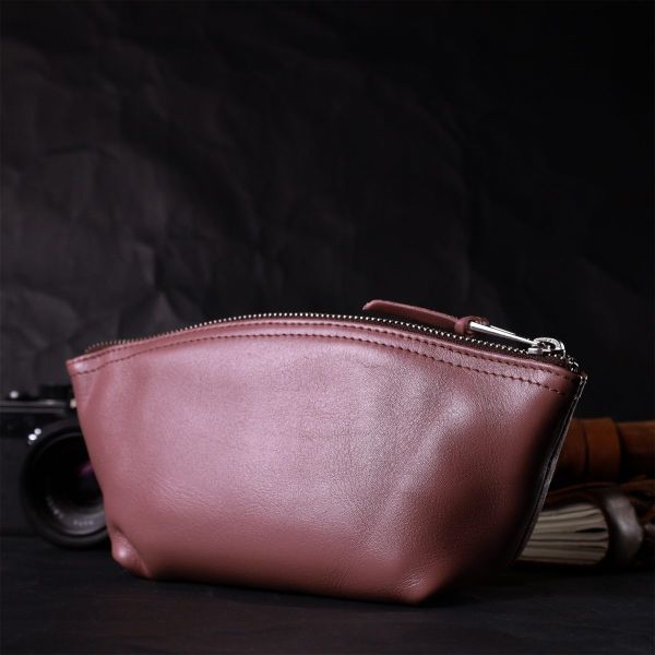 Очаровательная женская кожаная косметичка GRANDE PELLE 16793 Пудровый