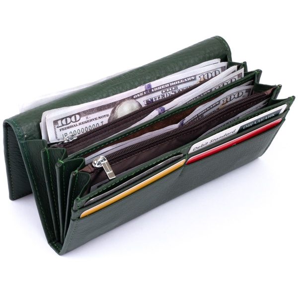 Кошелек на магнитах с клапаном женский ST Leather 19240 Зеленый