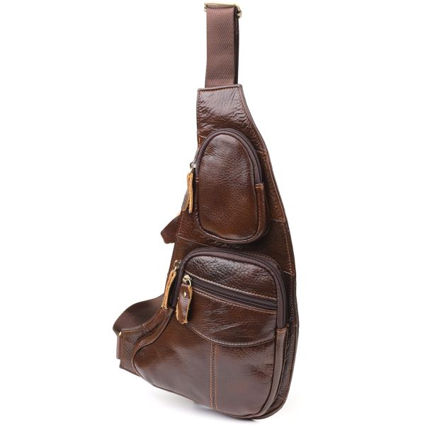 Сумка для мужчин с большим количеством карманов из натуральной кожи Vintage 22956 Коричневый