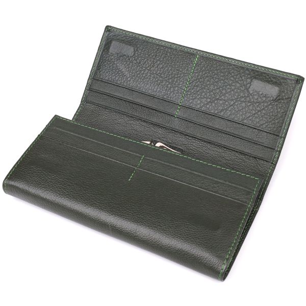 Стильный кошелек у два сложения из натуральной кожи ST Leather 23066 Зеленый