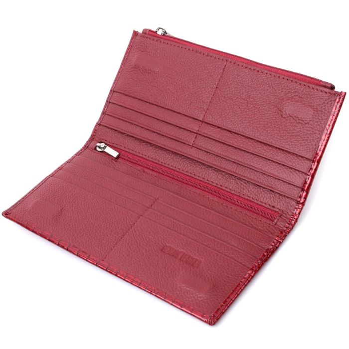 Лакированный яркий кошелек с фактурой под рептилию из натуральной кожи ST Leather 22715 Красный