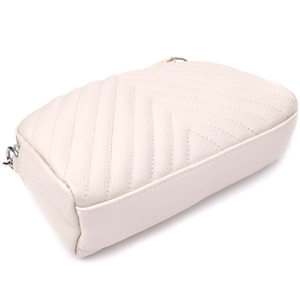 Модная сумка прошита треугольниками из натуральной кожи Vintage 22910 Белый