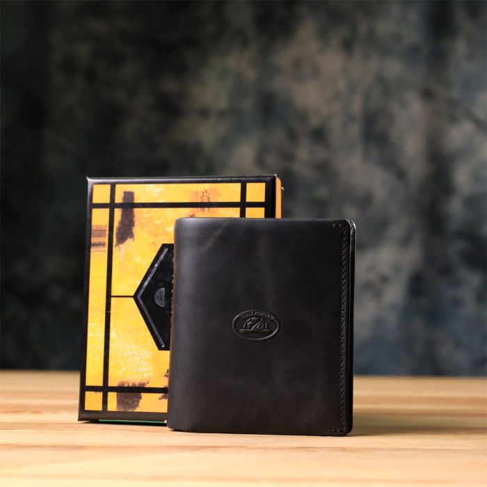Мужской вертикальный кошелек из матовой натуральной кожи Tony Perotti 20832_1 (1165 nero) Черный