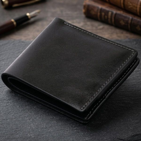 Портмоне вертикальное с круглым магнитом на два отделения GRANDE PELLE 11306 Черное