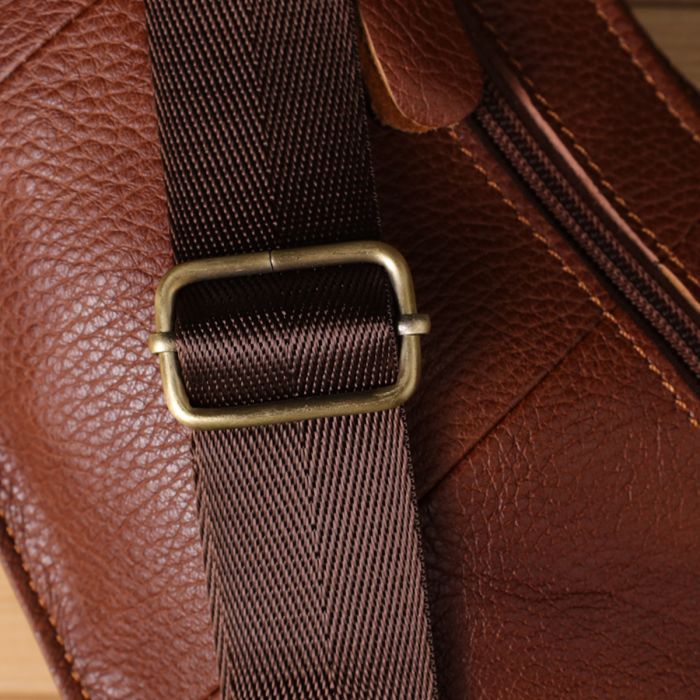 Мужская сумка через плечо из зернистой натуральной кожи Vintage 22966 Коричневый