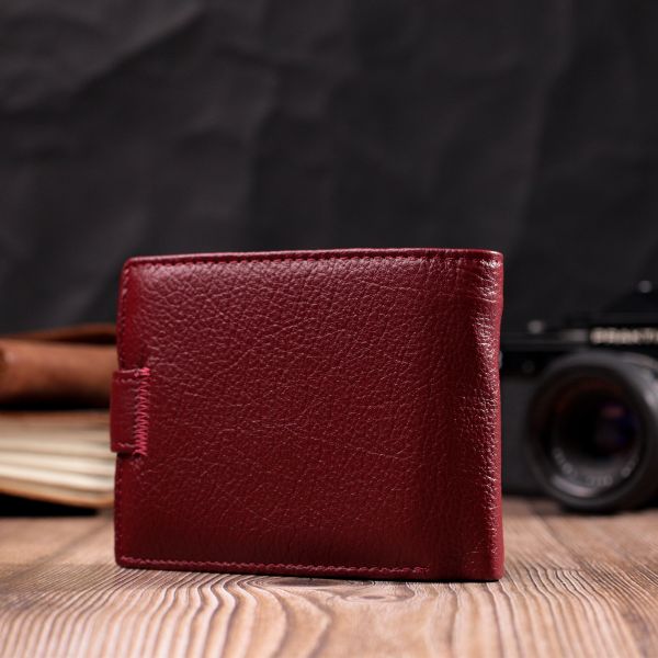 Стильное женское портмоне с блоком для карт из натуральной кожи ST Leather 19472 Бордовый