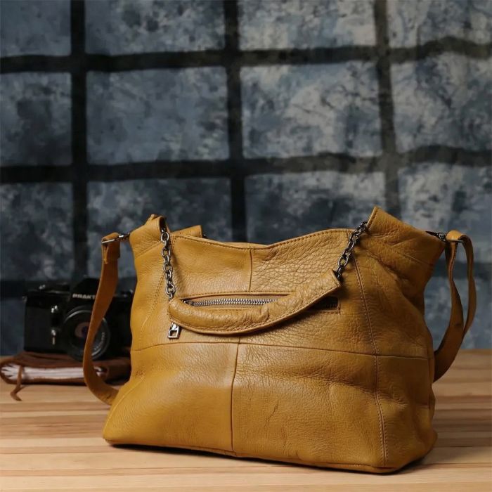 Практичная женская сумка из натуральной кожи Vintage 22991 Желтый