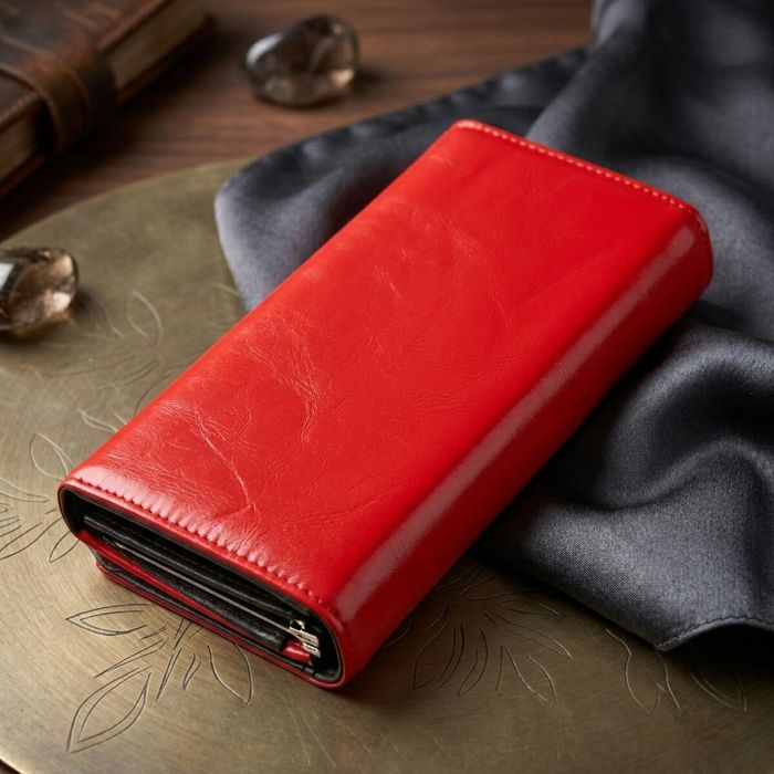 Кошелек женский из гладкой экокожи KIVI 19075 Красный