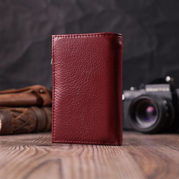 Кожаный женский кошелек в три сложения ST Leather 22489 Бордовый