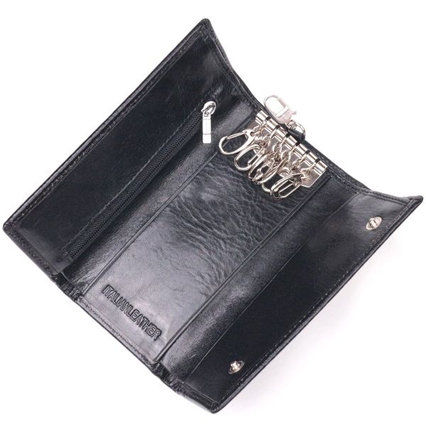Надежный кошелек-ключница из натуральной гладкой кожи ST Leather 19415 Черный