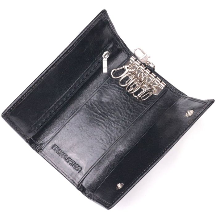 Надежный кошелек-ключница из натуральной гладкой кожи ST Leather 19415 Черный