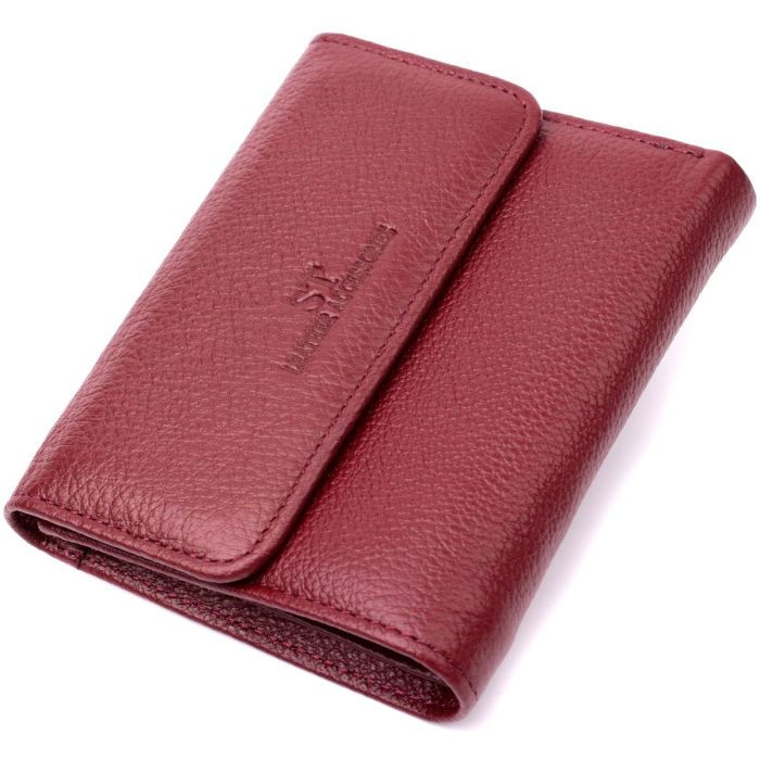 Женский кожаный кошелек для карт купюр и монет ST Leather 19492 Бордовый