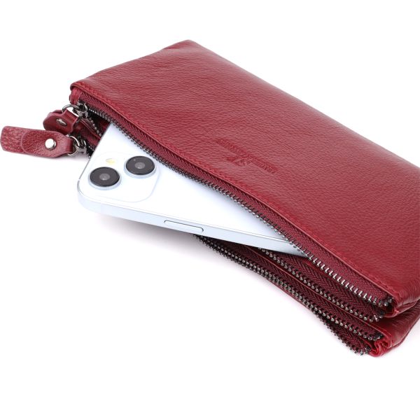 Кожаный кошелек на три отделения для женщин ST Leather 23108 Бордовый