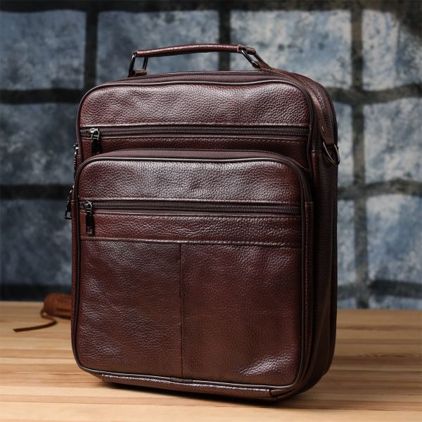 Сумка мужская с ручкой для переноса в руке из натуральной кожи Vintage 23030 Коричневый