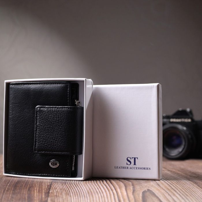 Вертикальный кошелек для женщин из натуральной кожи ST Leather 22703 Черный