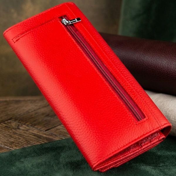 Яркий женский кошелек на кнопке ST Leather 18954 Красный