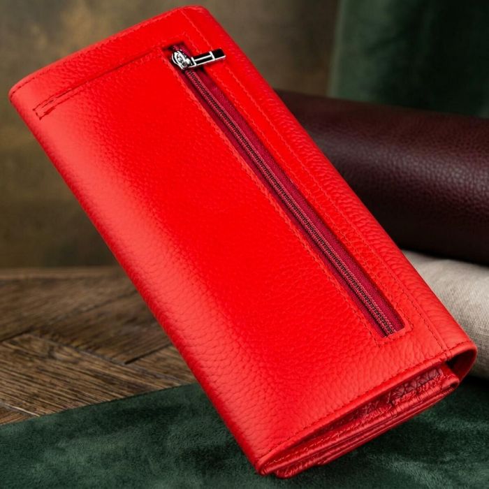 Яркий женский кошелек на кнопке ST Leather 18954 Красный