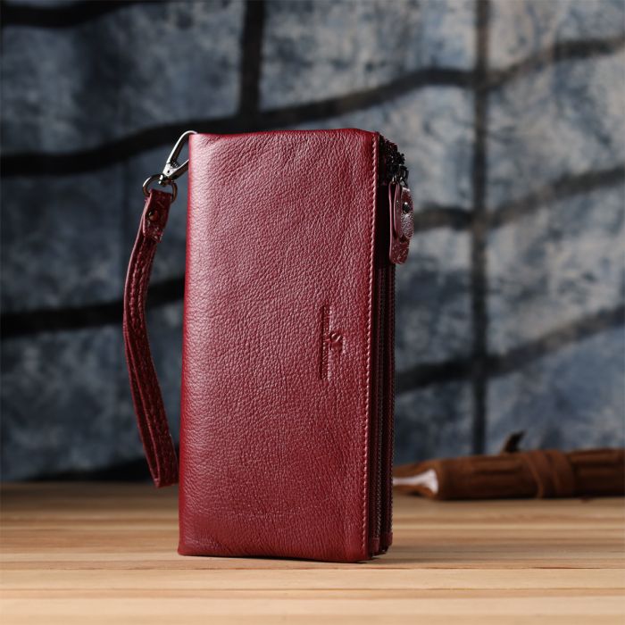 Кожаный кошелек на три отделения для женщин ST Leather 23108 Бордовый